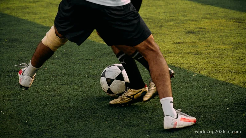a man kicking a soccer ball on top of a field