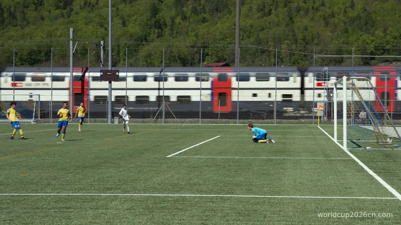 a group of people playing soccer on a field