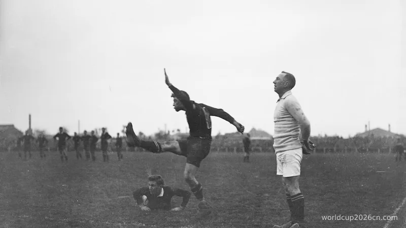 Men playing soccer on a field
